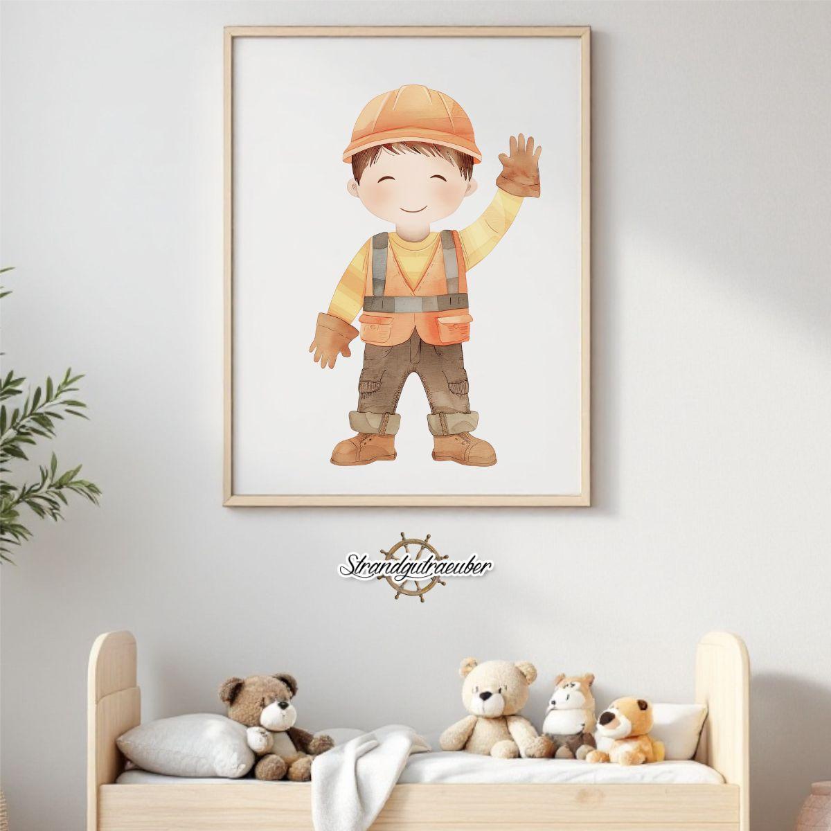 Buegelbild Bauarbeiterjunge Buegelbild Bauarbeiterjunge